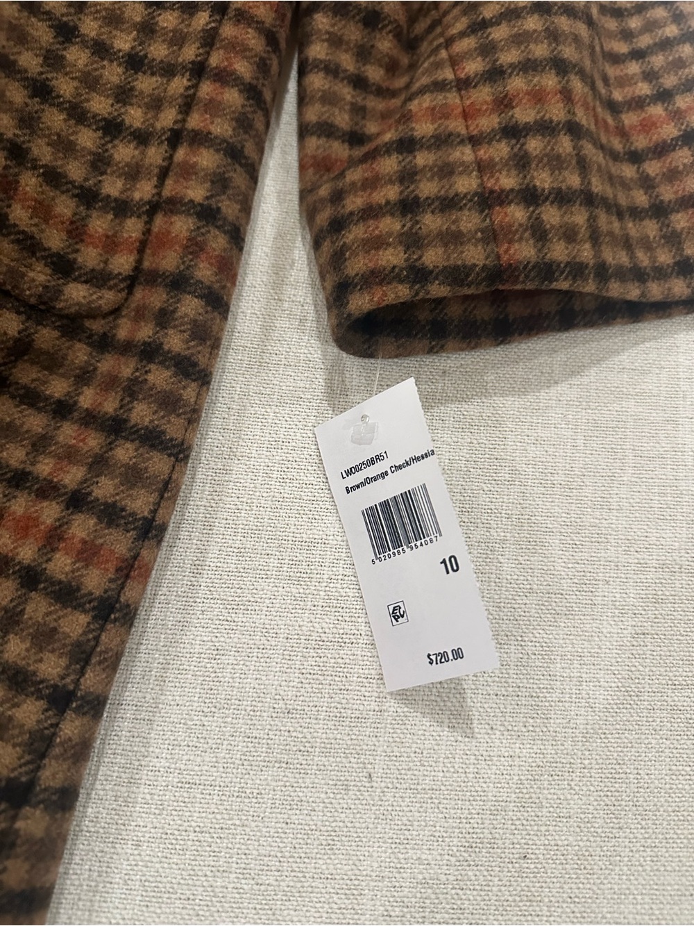 NWT Barbour Melody Check Wool Duffle Coat Brown Plaid US 10 - Picture 4 of 7